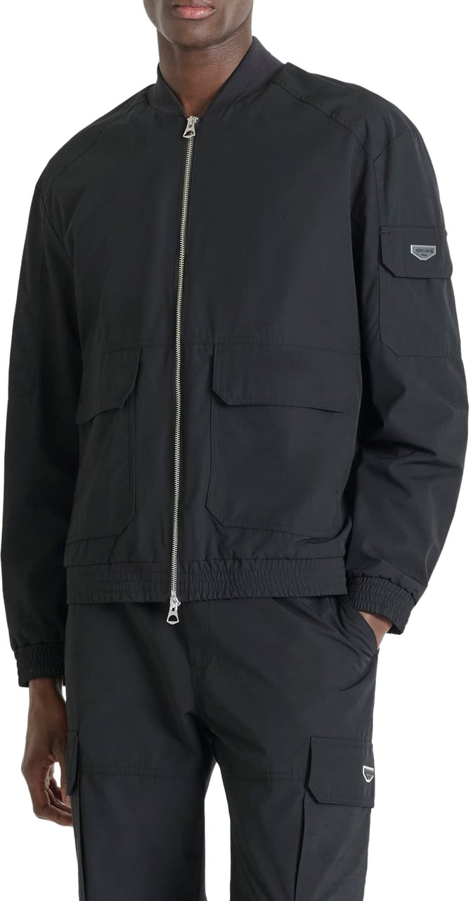 Antony Morato BOMBER  REGULAR FIT  IN RIPSTOP FABRIC WITH METAL PLATE ON SLEEVE ZIP TWO WAY Zwart