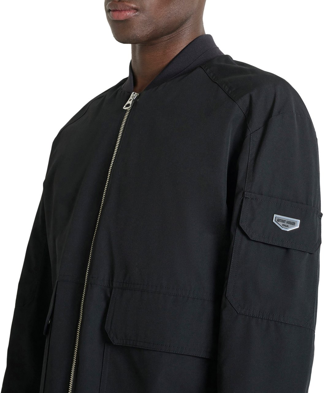 Antony Morato BOMBER  REGULAR FIT  IN RIPSTOP FABRIC WITH METAL PLATE ON SLEEVE ZIP TWO WAY Zwart