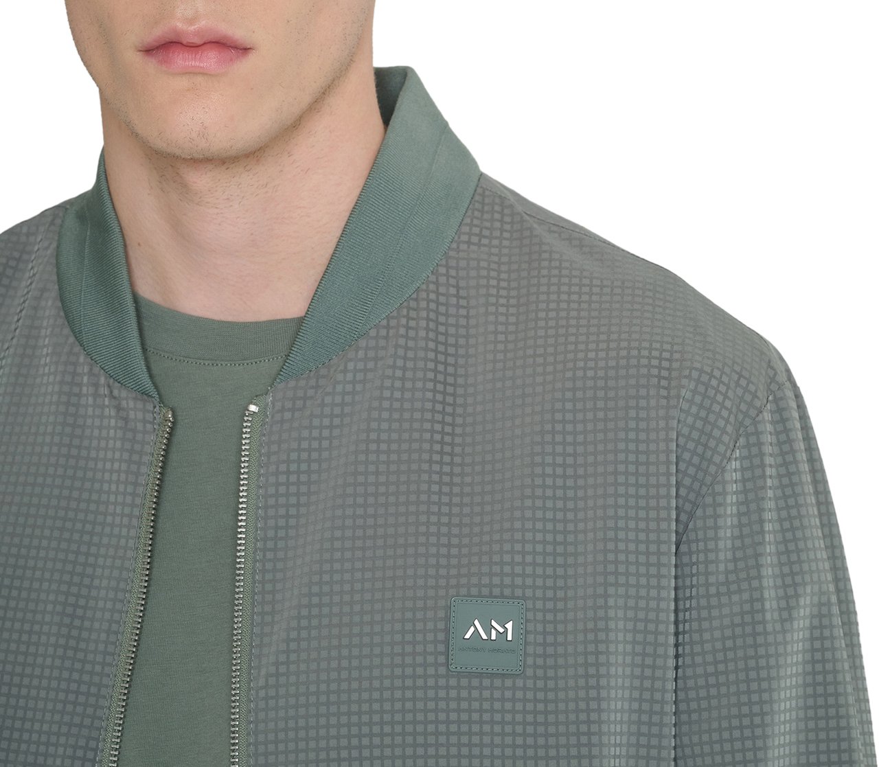 Antony Morato BOMBER REGULAR FIT IN  NYLON FABRIC WITH LOGO RUBBER PATCH WITH ZIP TWO WAY RIB ON BOTTOM AND CUFF Groen