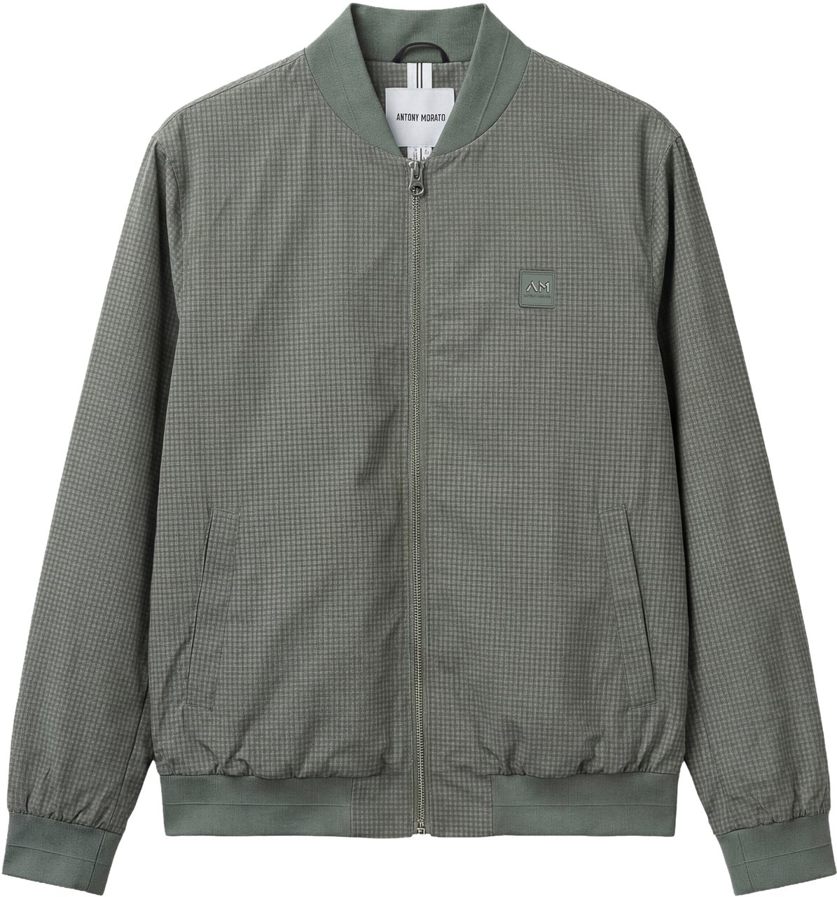 Antony Morato BOMBER REGULAR FIT IN  NYLON FABRIC WITH LOGO RUBBER PATCH WITH ZIP TWO WAY RIB ON BOTTOM AND CUFF Groen