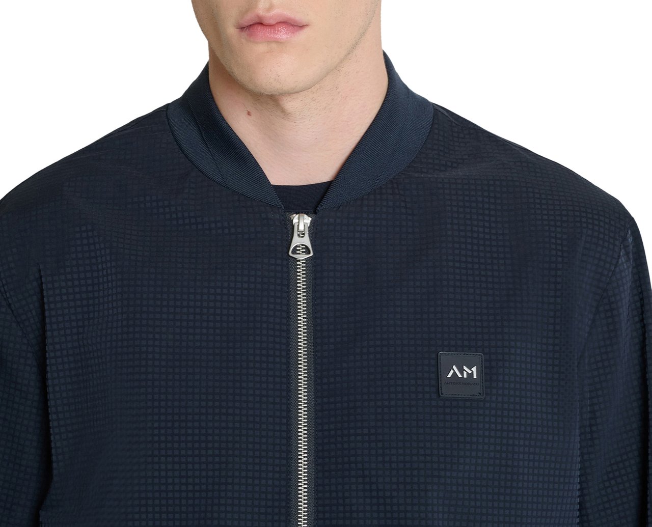 Antony Morato BOMBER REGULAR FIT IN  NYLON FABRIC WITH LOGO RUBBER PATCH WITH ZIP TWO WAY RIB ON BOTTOM AND CUFF Blauw