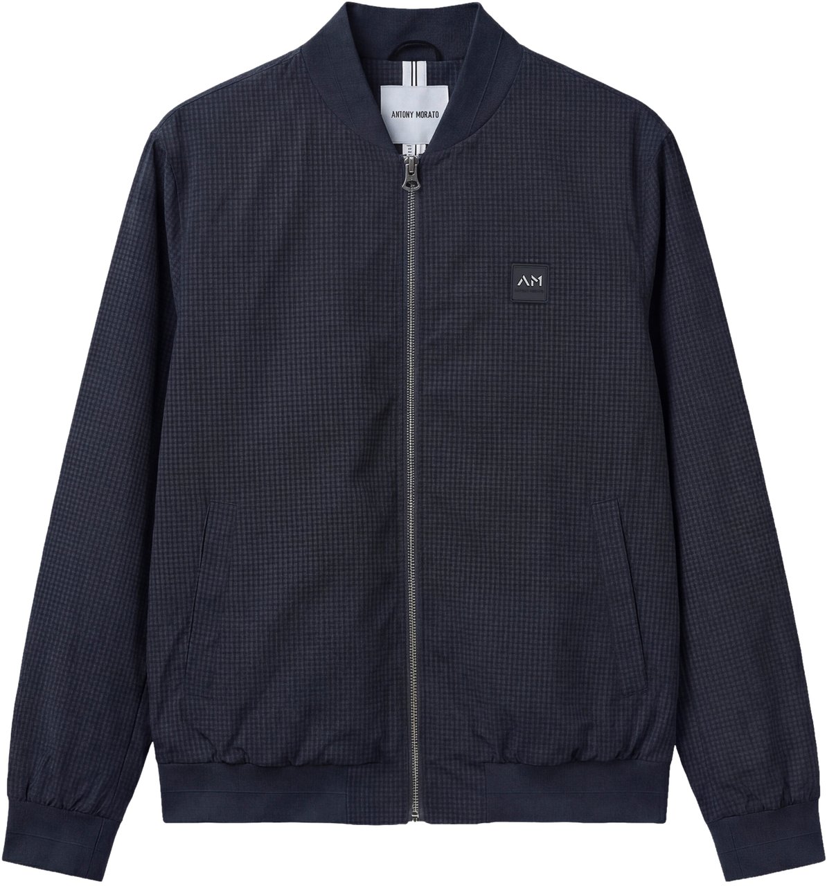 Antony Morato BOMBER REGULAR FIT IN  NYLON FABRIC WITH LOGO RUBBER PATCH WITH ZIP TWO WAY RIB ON BOTTOM AND CUFF Blauw