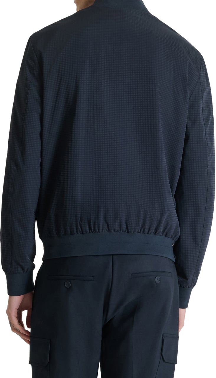 Antony Morato BOMBER REGULAR FIT IN  NYLON FABRIC WITH LOGO RUBBER PATCH WITH ZIP TWO WAY RIB ON BOTTOM AND CUFF Blauw