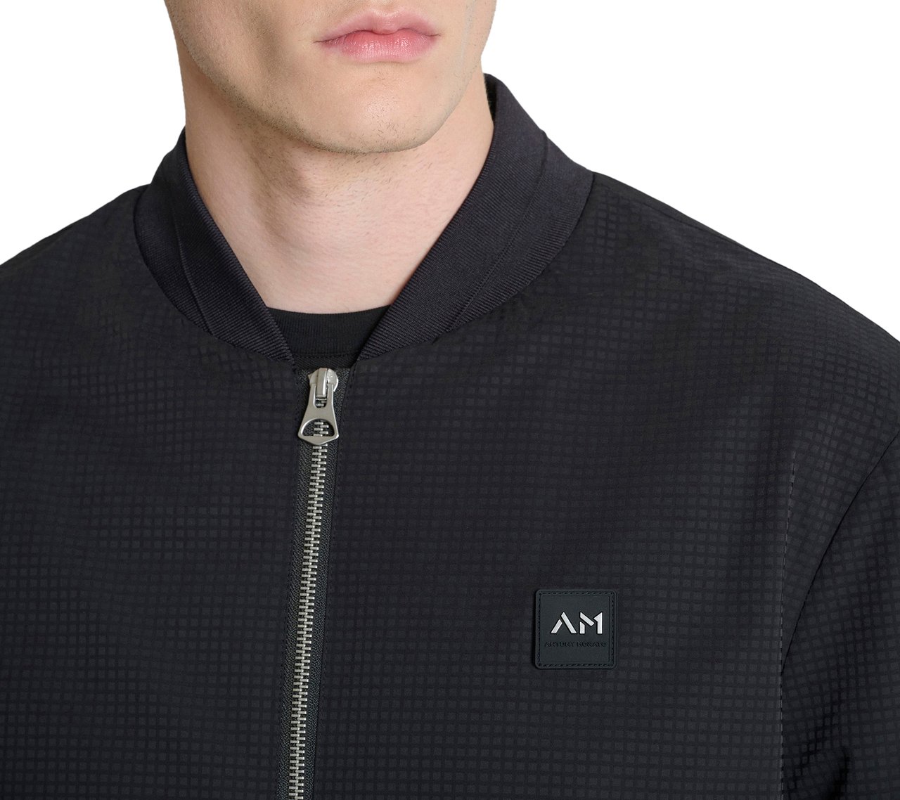 Antony Morato BOMBER REGULAR FIT IN  NYLON FABRIC WITH LOGO RUBBER PATCH WITH ZIP TWO WAY RIB ON BOTTOM AND CUFF Zwart