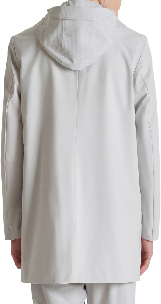 Antony Morato LONG COAT REGULAR FIT IN COMPOUND FABRIC WITH HOODIE DETACHABLE PART AND LOGO RUBBER PATCH Wit