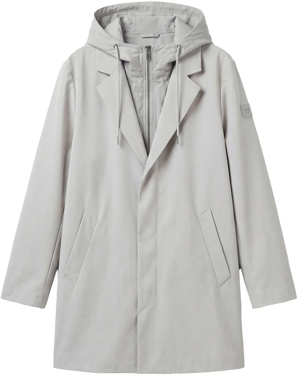 Antony Morato LONG COAT REGULAR FIT IN COMPOUND FABRIC WITH HOODIE DETACHABLE PART AND LOGO RUBBER PATCH Wit