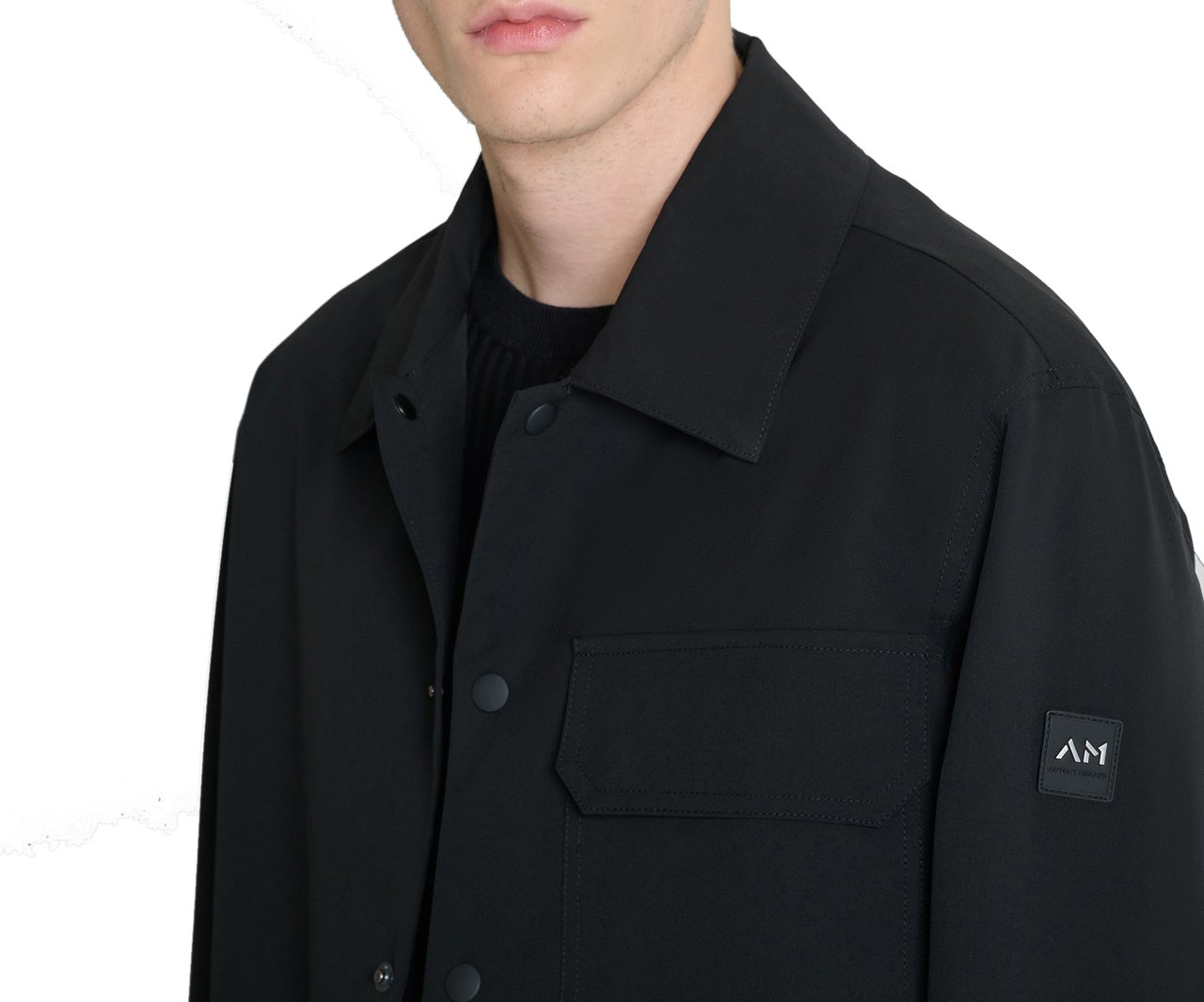 Antony Morato COAT REGULAR FIT IN COMPOUND FABRIC WITH PATCH WITH LOGO ON SLEEVE Zwart