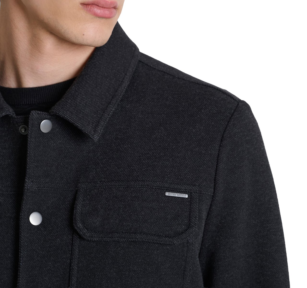 Antony Morato COAT ARGON SLIM FIT IN KNIT FABRIC STRETCH Zwart