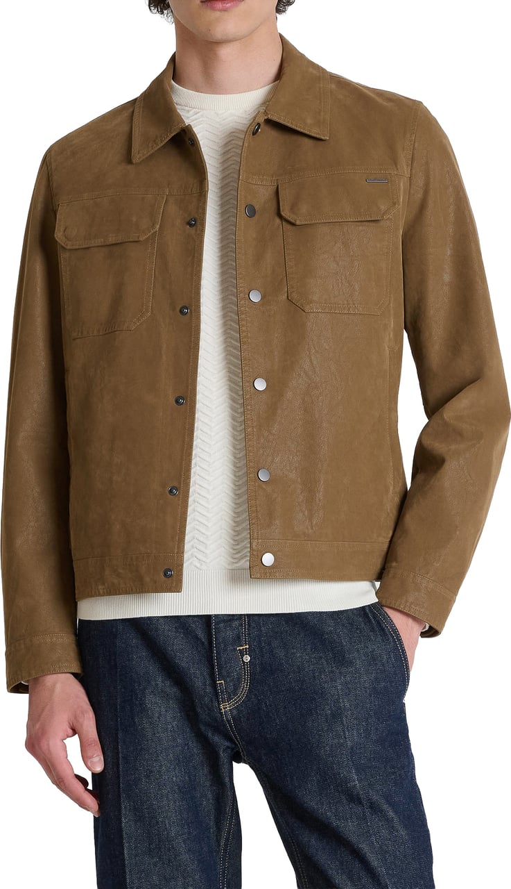 Antony Morato COAT JOY SLIM FIT IN FAUX LETHER Beige