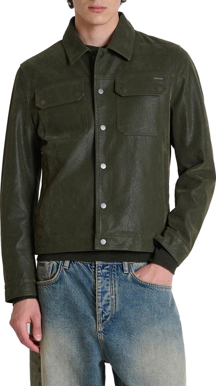 Antony Morato COAT JOY SLIM FIT IN FAUX LETHER Groen