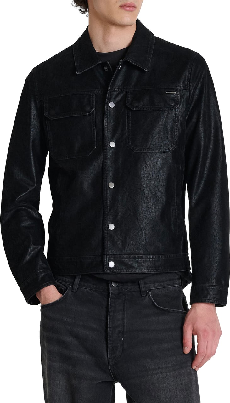 Antony Morato COAT JOY SLIM FIT IN FAUX LETHER Zwart