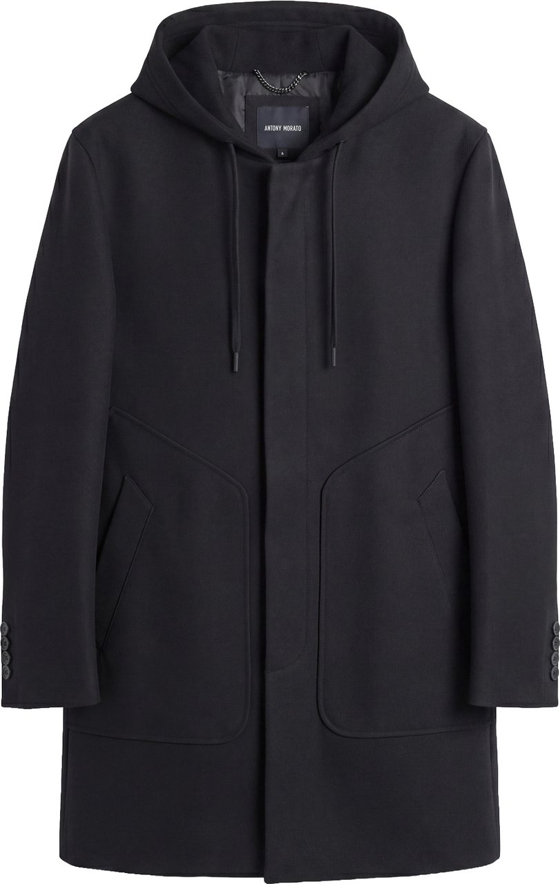 Antony Morato COAT SPENCER REGULAR FIT IN VISCOSE BLEND FABRIC TWILL AND HOOD IN STRETCH SCUBA VISCOSE BLEND Zwart