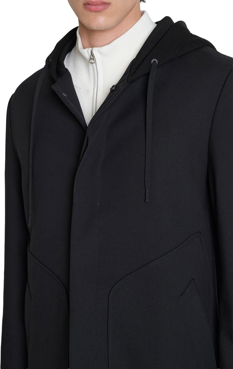 Antony Morato COAT SPENCER REGULAR FIT IN VISCOSE BLEND FABRIC TWILL AND HOOD IN STRETCH SCUBA VISCOSE BLEND Zwart