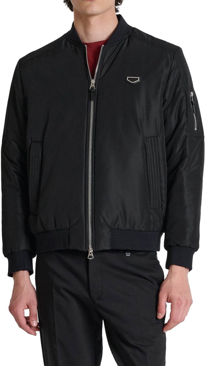 Antony Morato COAT REGULAR FIT  IN TECHNO FABRIC WITH ECOPADDING DUPONT SORONA WITH METAL LOGO PATCH Zwart