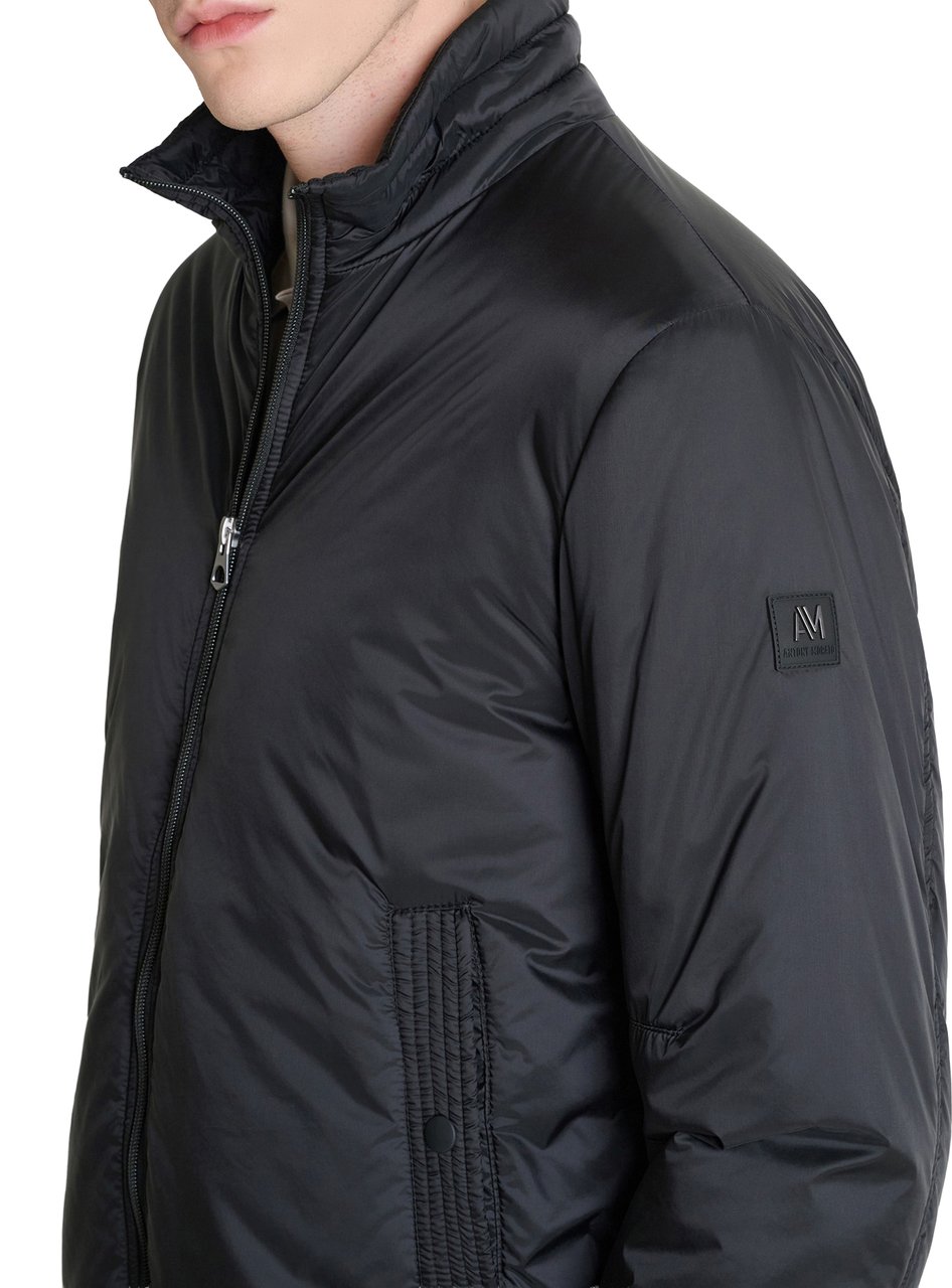 Antony Morato COAT REGULAR FIT IN NYLON SHIOZE FABRIC WITH ECOPADDING AND LOGOED METAL BADGE ON RUBBER PATCH Zwart