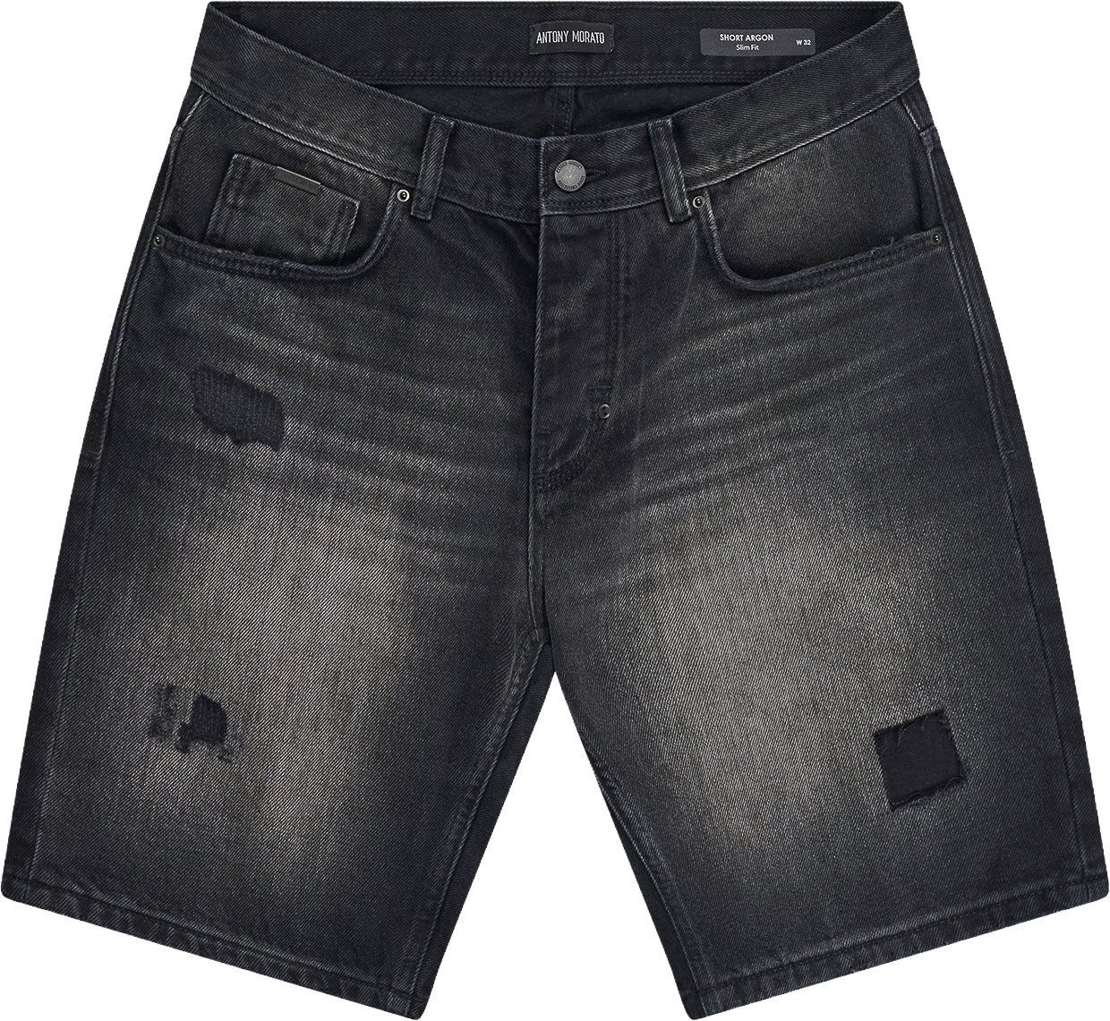 Antony Morato DENIM SHORT ARGON SLIM FIT IN RIGID BLACK-BLACK DENIM Zwart