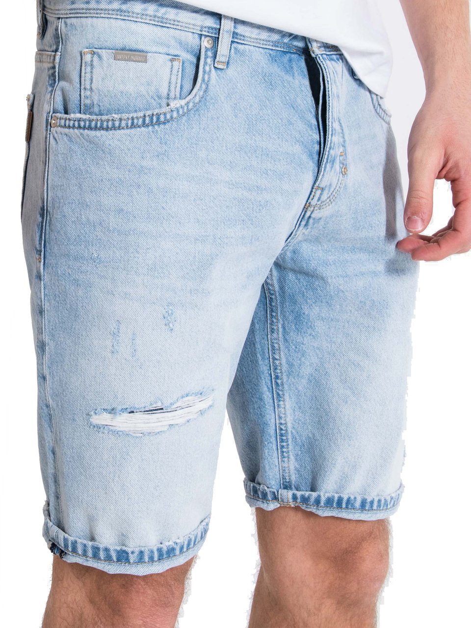 Antony Morato ARGON SLIM FIT DENIM SHORTS IN BLUE RIGID DENIM Blauw