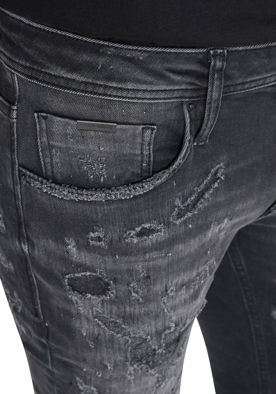 Antony Morato JEANS OZZY TAPERED FIT SUPER DESTROYED FIT IN BLACK DENIM Zwart