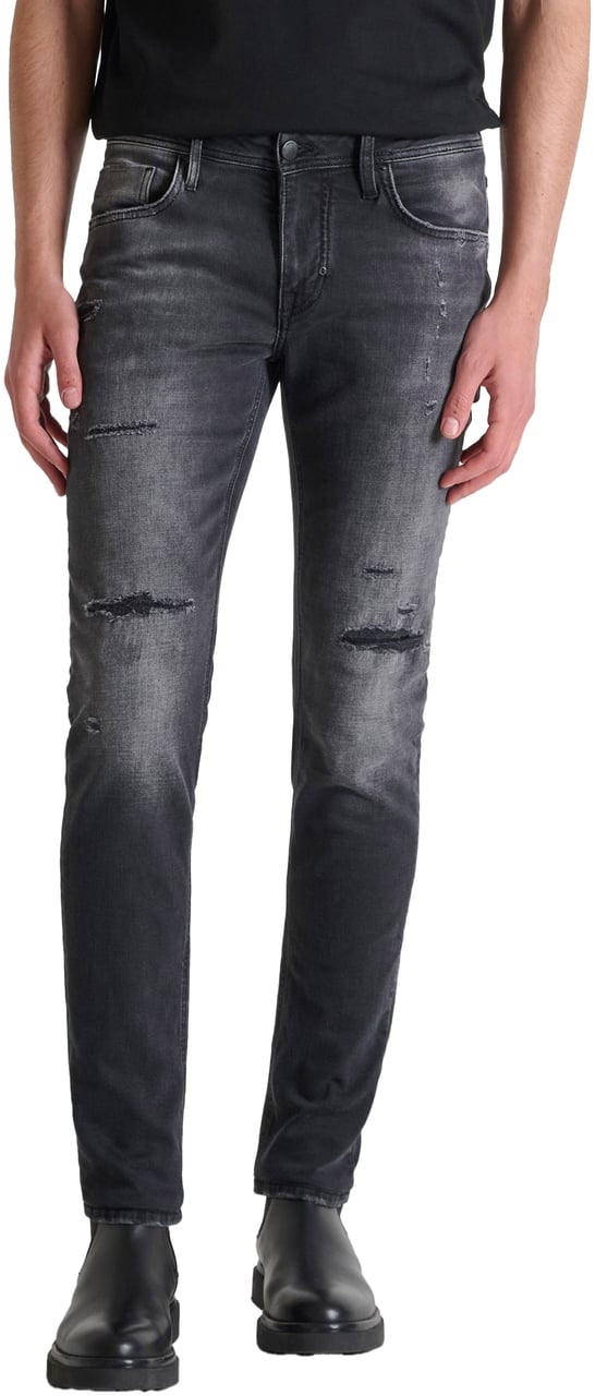 Antony Morato JEANS OZZY TAPERED FIT IN STRETCH BLACK BLACK DENIM AUTHENTIC LOOK Zwart