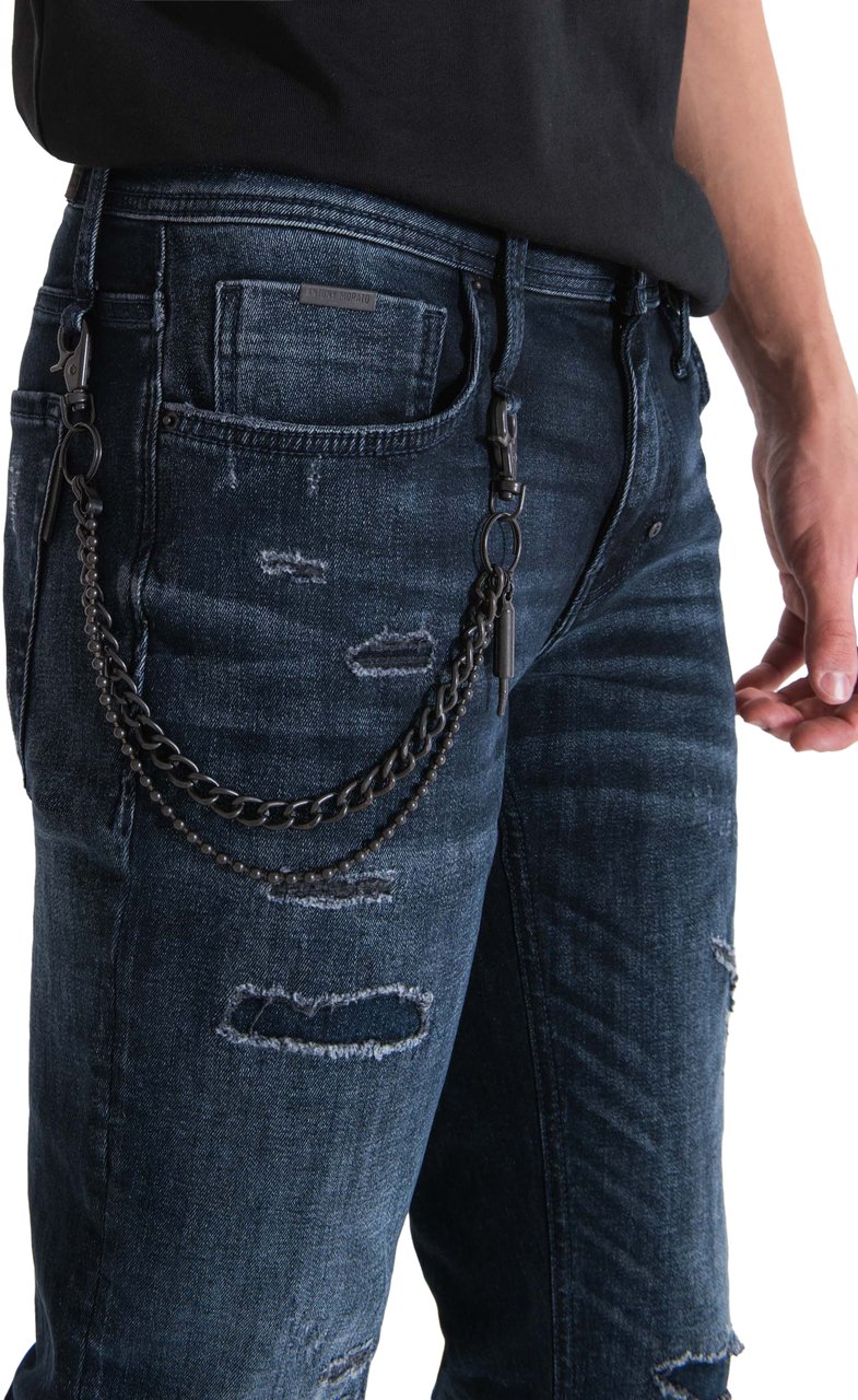Antony Morato JEANS IGGY TAPERED FIT IN BLUE BLACK DENIM Blauw