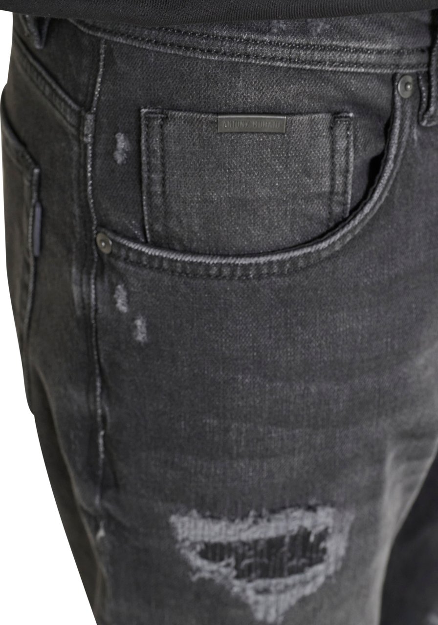 Antony Morato JEANS ARGON SLIM ANKLE LENGHT FIT IN BLACK BLACK DENIM AUTHENTIC Zwart
