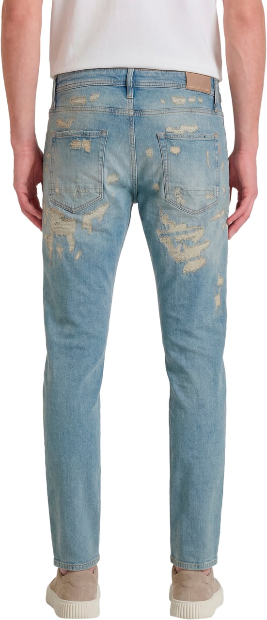 Antony Morato JEANS KURT COMFORT TAPERED FIT IN SUPER DESTROYED BLUE DENIM Blauw