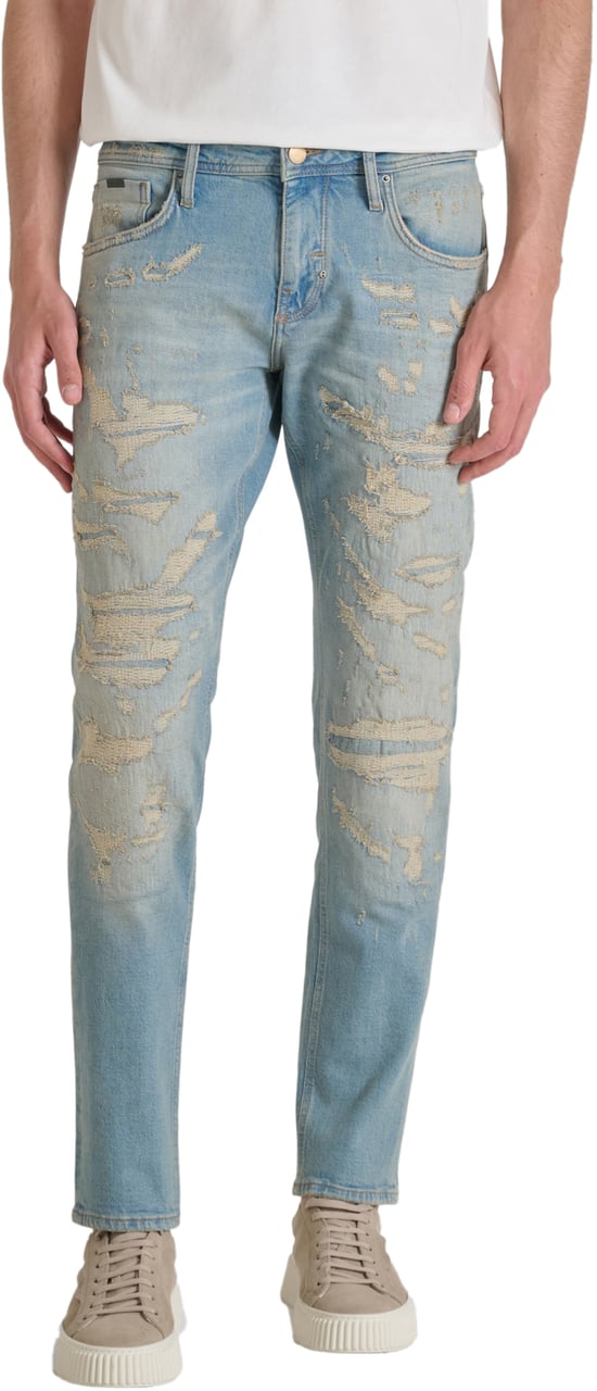 Antony Morato JEANS KURT COMFORT TAPERED FIT IN SUPER DESTROYED BLUE DENIM Blauw