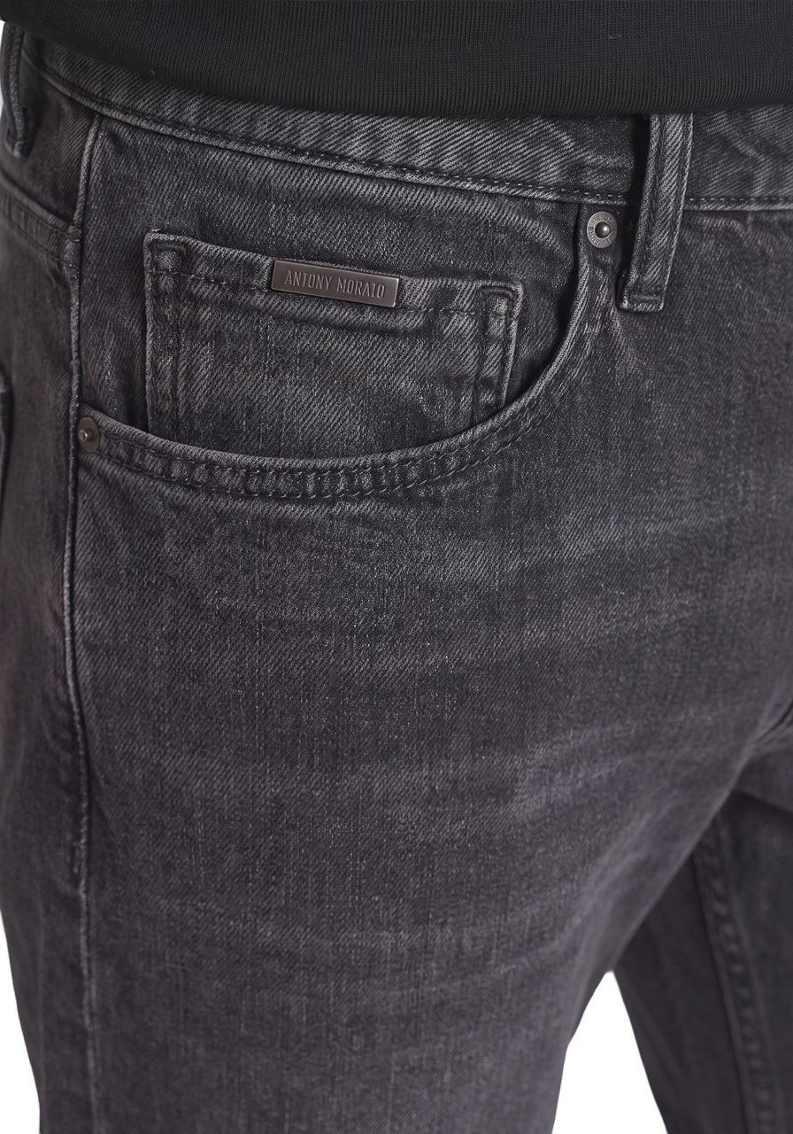 Antony Morato JEANS JOE REGULAR STRAIGTH FIT IN BLACK-BLACK DENIM Zwart