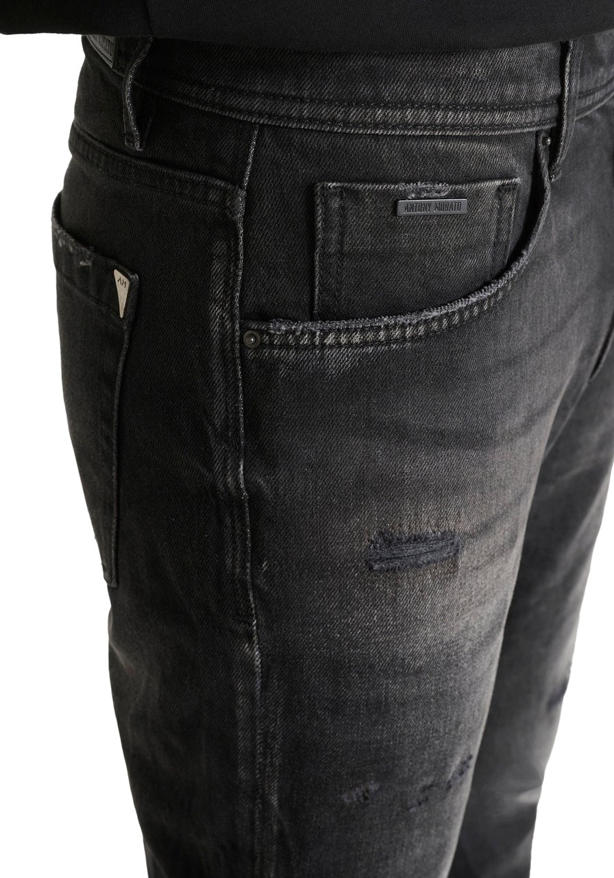 Antony Morato JEANS JIMI SLIM CROPPED FIT IN BLACK BLACK DENIM Zwart
