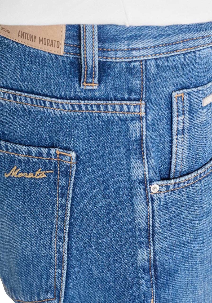 Antony Morato JEANS BEN RELAXED FIT IN RIGID BLUE DENIM WITH LOGO EMBROIDERY ON BACK POCKET Blauw