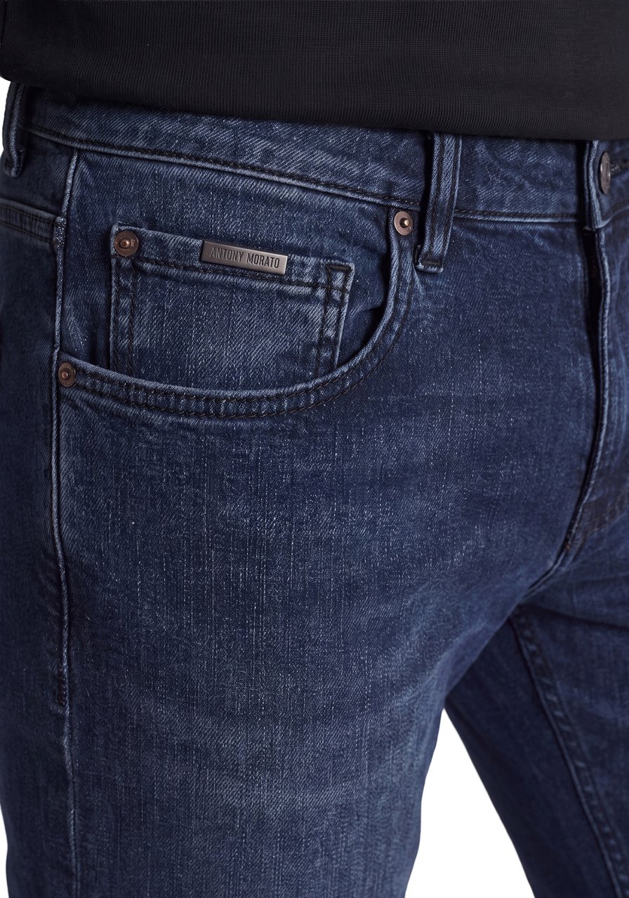 Antony Morato DENIM CHINOS RAY SLIM ANKLE LENGHT FIT IN COMFORT BLUE BLACK DENIM Blauw