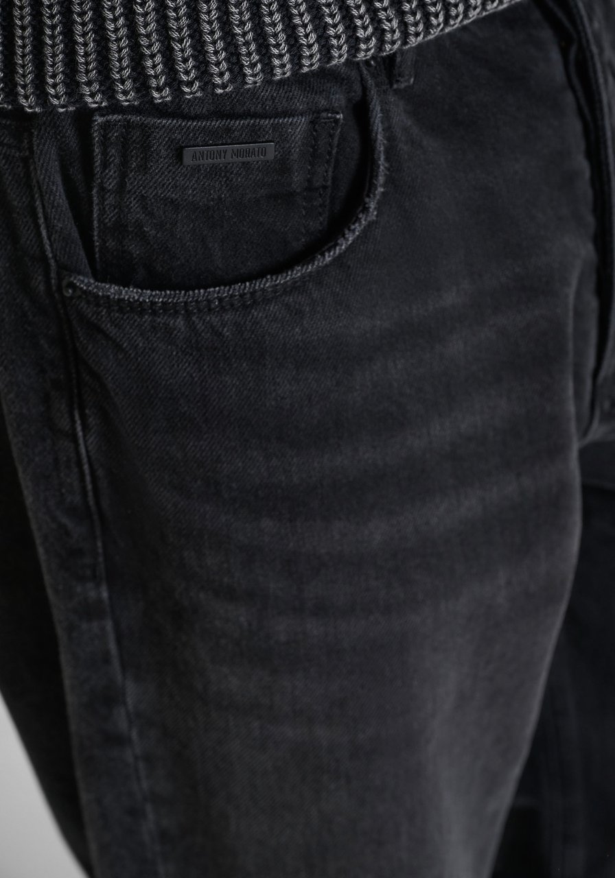 Antony Morato JEANS JAMES WIDE LEG FIT IN BLACK-BLACK DENIM Zwart