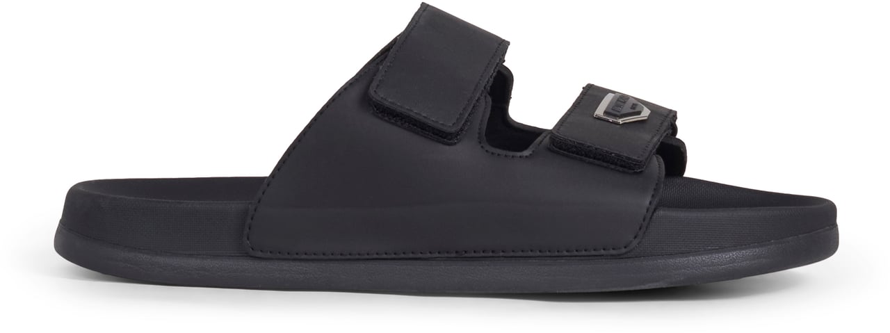 Antony Morato SLIPPER XANDER IN FAUX LEATHER.3D LOGO ON METAL PLATE.EVA SOLE Zwart