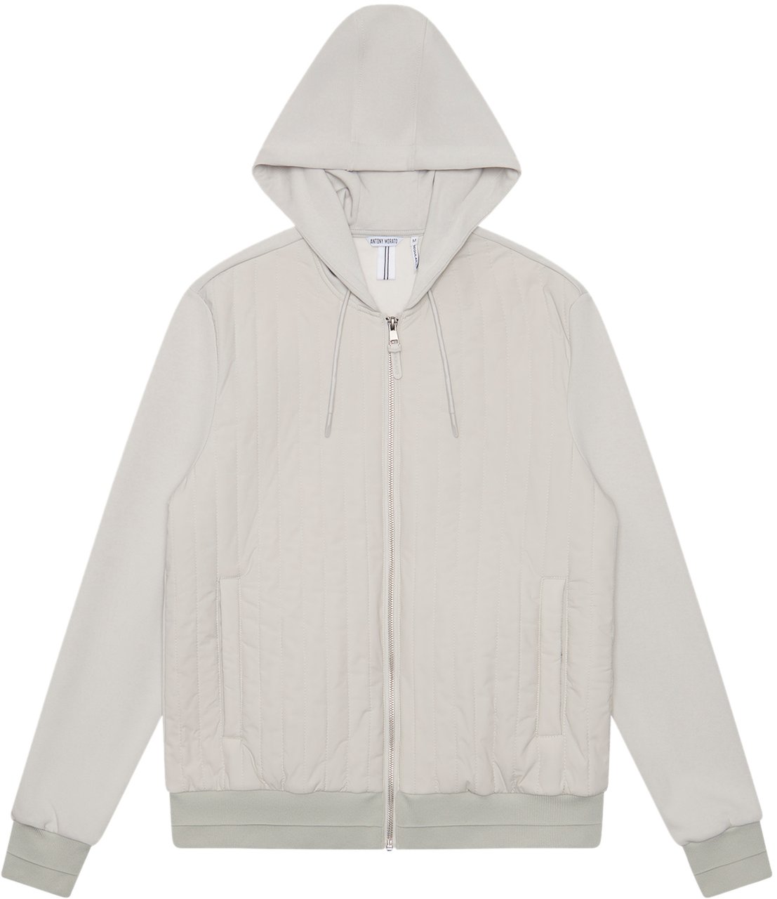 Antony Morato HOODIE SLIM FIT IN INTERLOCK COTTON BLEND FABRIC WITH TECHNO FABRIC AS CONTRAST AND LIGTH ECOPADDING Wit