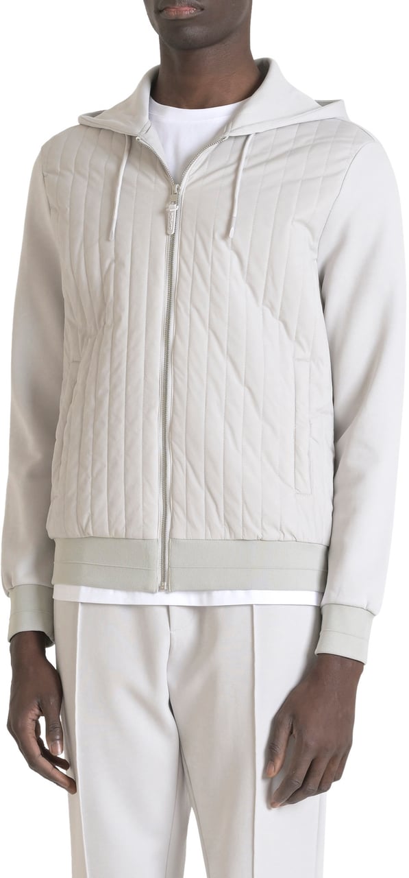 Antony Morato HOODIE SLIM FIT IN INTERLOCK COTTON BLEND FABRIC WITH TECHNO FABRIC AS CONTRAST AND LIGTH ECOPADDING Wit