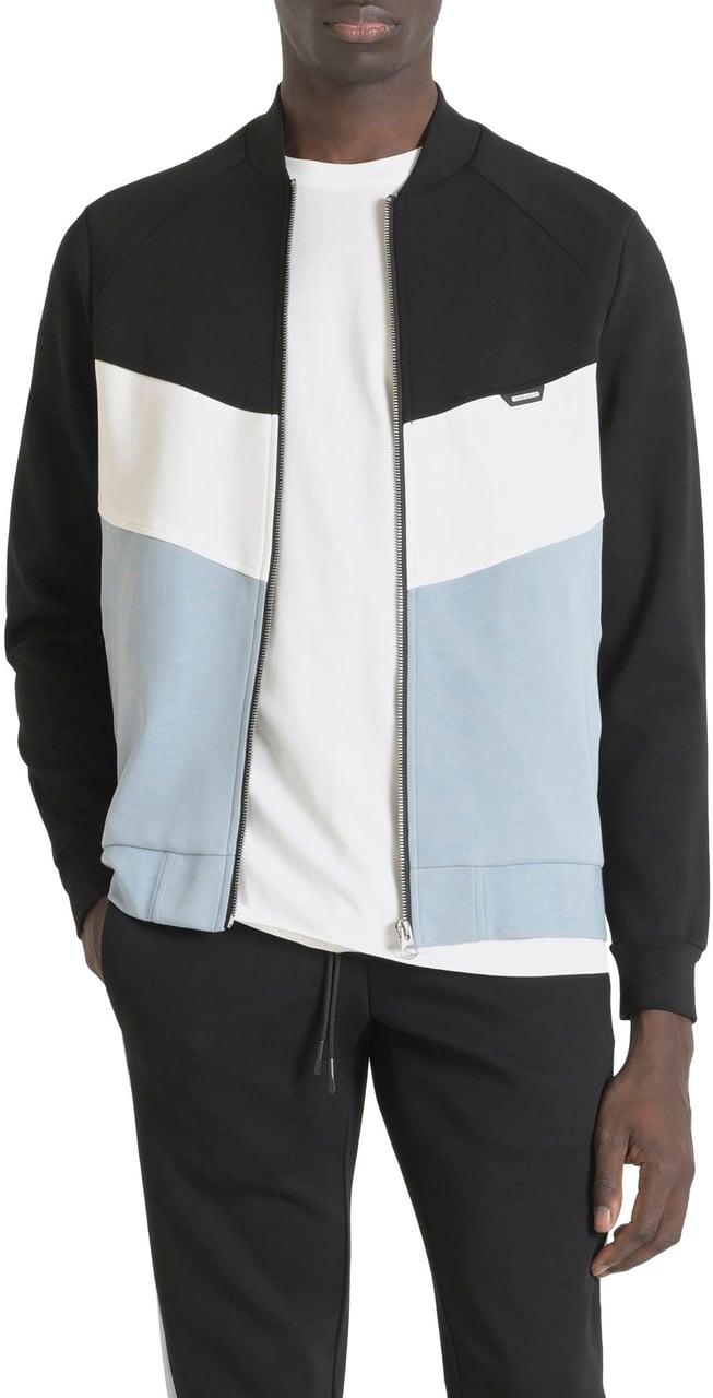 Antony Morato SWEATSHIRT REGULAR FIT IN INTERLOCK COTTON BLEND FABRIC WITH LOGOED RUBBER PATCH Zwart