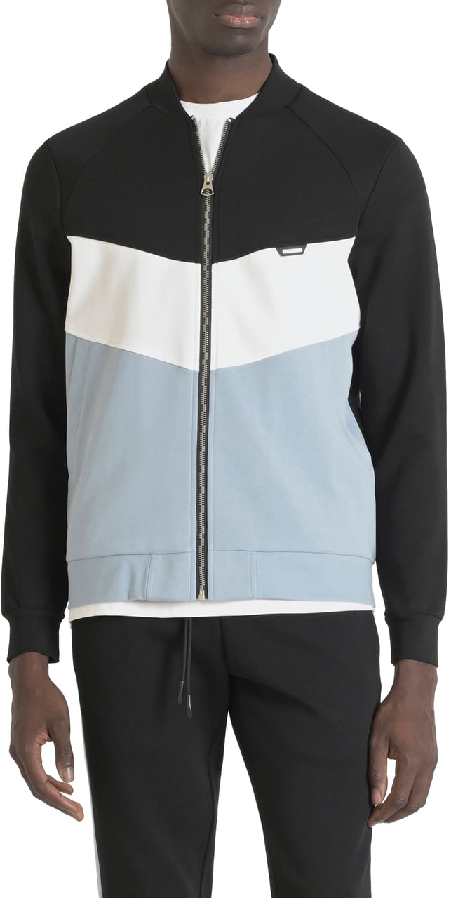 Antony Morato SWEATSHIRT REGULAR FIT IN INTERLOCK COTTON BLEND FABRIC WITH LOGOED RUBBER PATCH Zwart