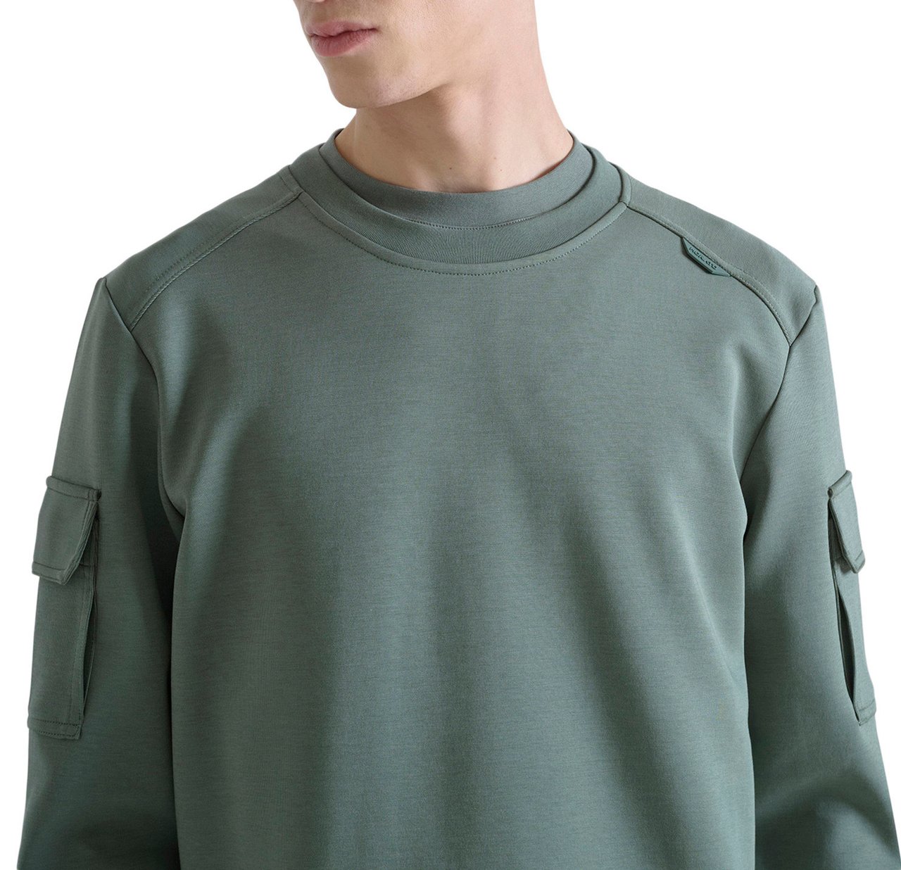 Antony Morato SWEATSHIRT REGULAR FIT IN INTERLOCK COTTON BLEND FABRIC WITH LOGOED RUBBER FLAG Groen