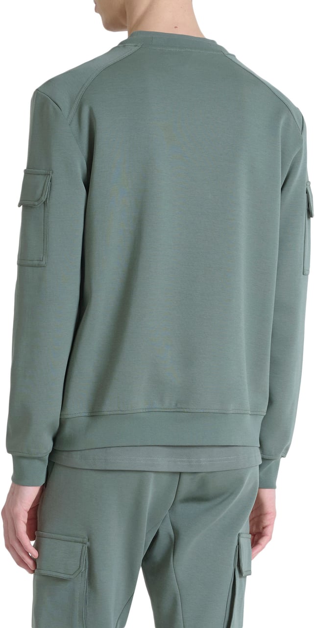 Antony Morato SWEATSHIRT REGULAR FIT IN INTERLOCK COTTON BLEND FABRIC WITH LOGOED RUBBER FLAG Groen