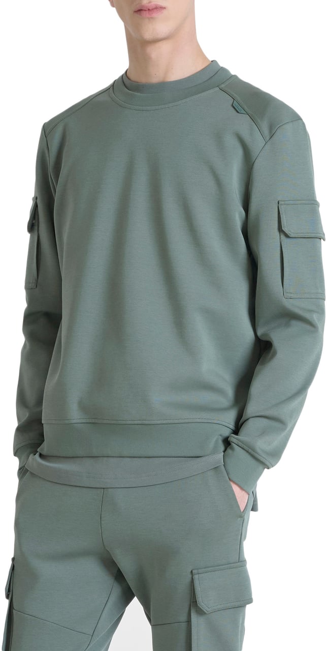 Antony Morato SWEATSHIRT REGULAR FIT IN INTERLOCK COTTON BLEND FABRIC WITH LOGOED RUBBER FLAG Groen