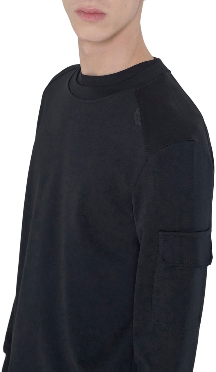 Antony Morato SWEATSHIRT REGULAR FIT IN INTERLOCK COTTON BLEND FABRIC WITH LOGOED RUBBER FLAG Zwart