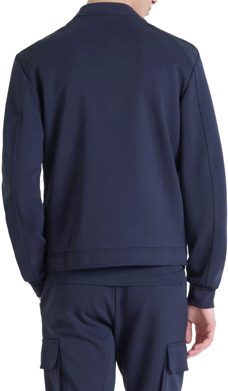 Antony Morato SWEATSHIRT REGULAR FIT IN INTERLOCK COTTON BLEND FABRIC WITH TECHNO FABRIC AS CONTRAST Blauw