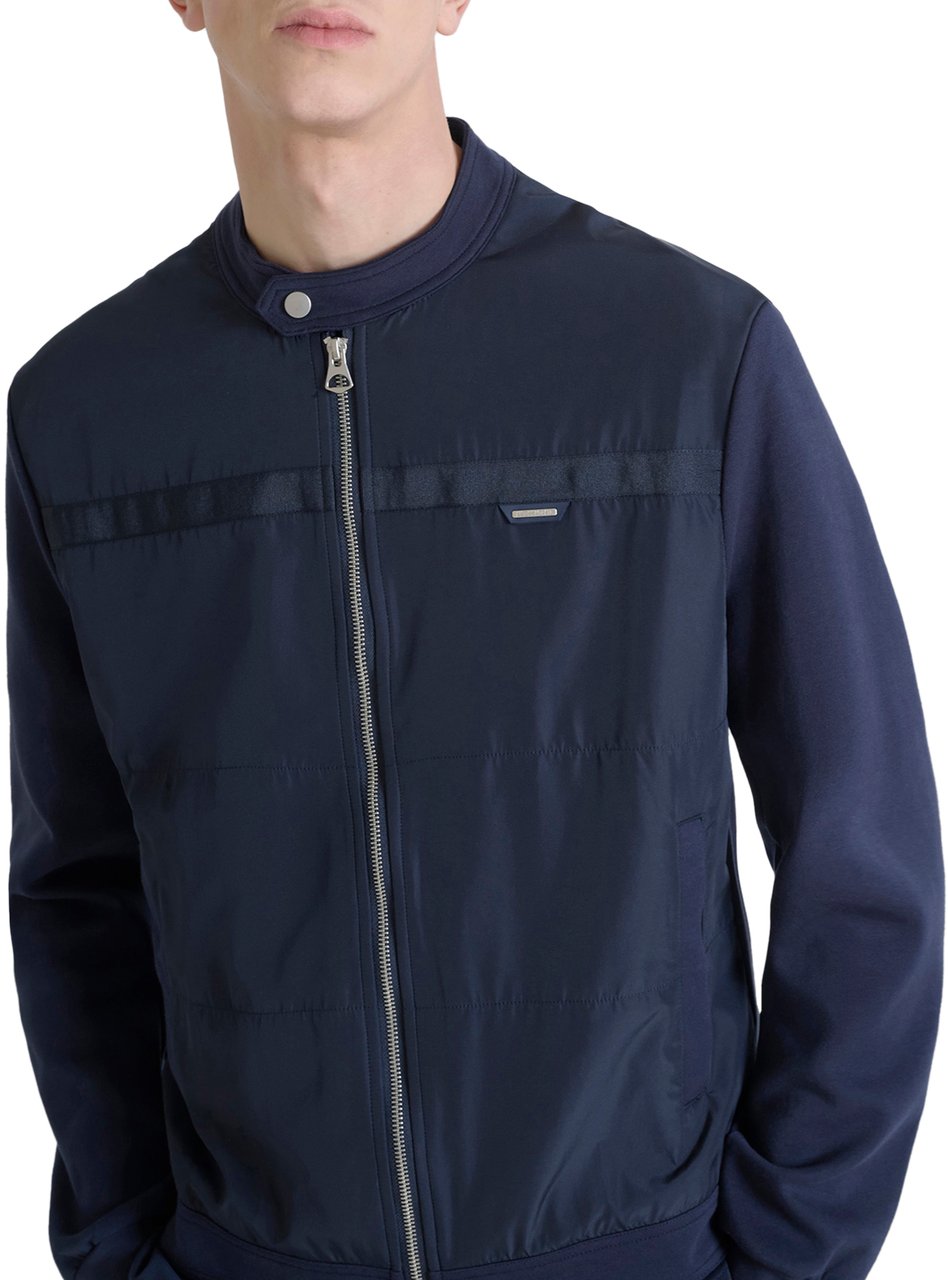 Antony Morato SWEATSHIRT REGULAR FIT IN INTERLOCK COTTON BLEND FABRIC WITH TECHNO FABRIC AS CONTRAST Blauw