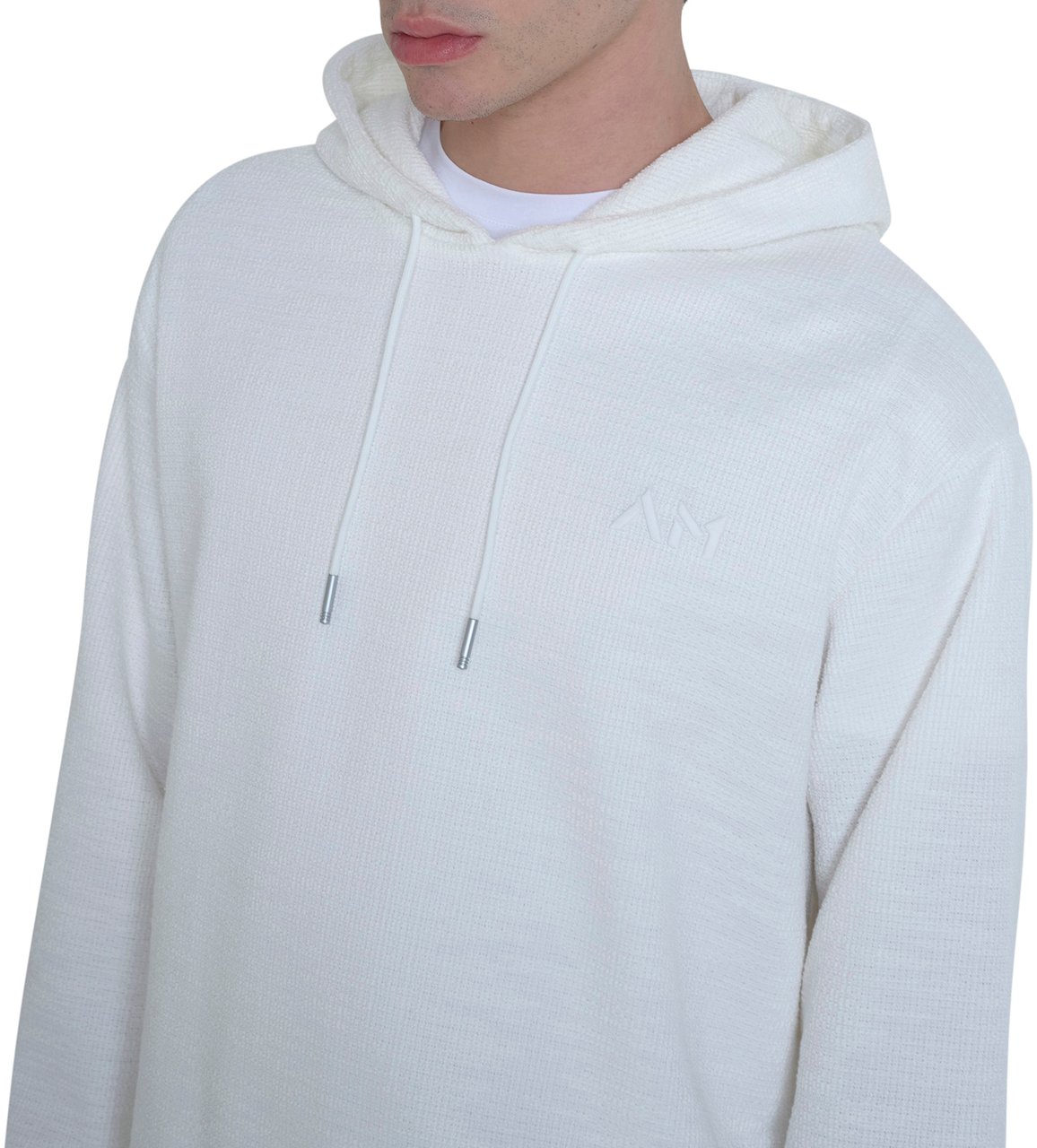 Antony Morato HOODIE RELAXED FIT IN DOBBY COTTON BLEND FABRIC WITH EMBROIDERED LOGO Beige
