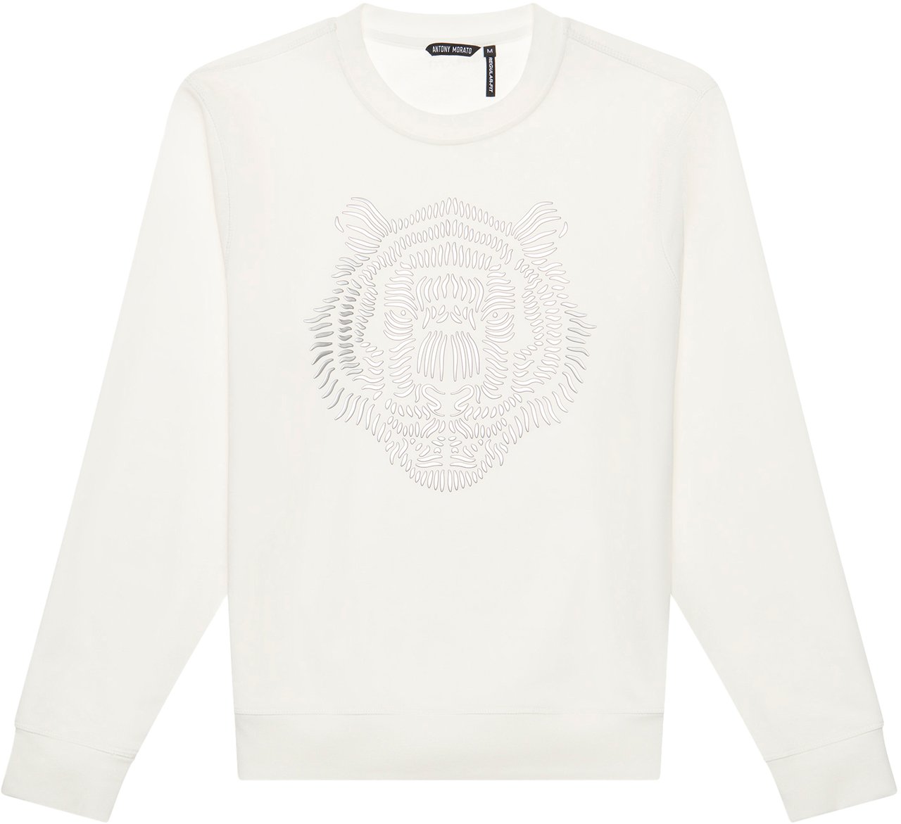 Antony Morato SWEATSHIRT REGULAR FIT IN SUSTAINABLE COTTON BLEND FABRIC WITH SILVER REFLECTIVE PRINT Beige