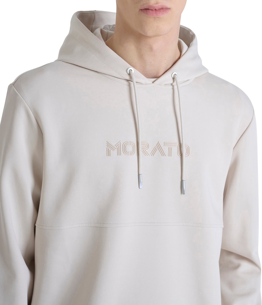 Antony Morato HOODIE RELAXED FIT IN INTERLOCK COTTON BLEND FABRIC WITH LOGO FOAM PRINT Beige