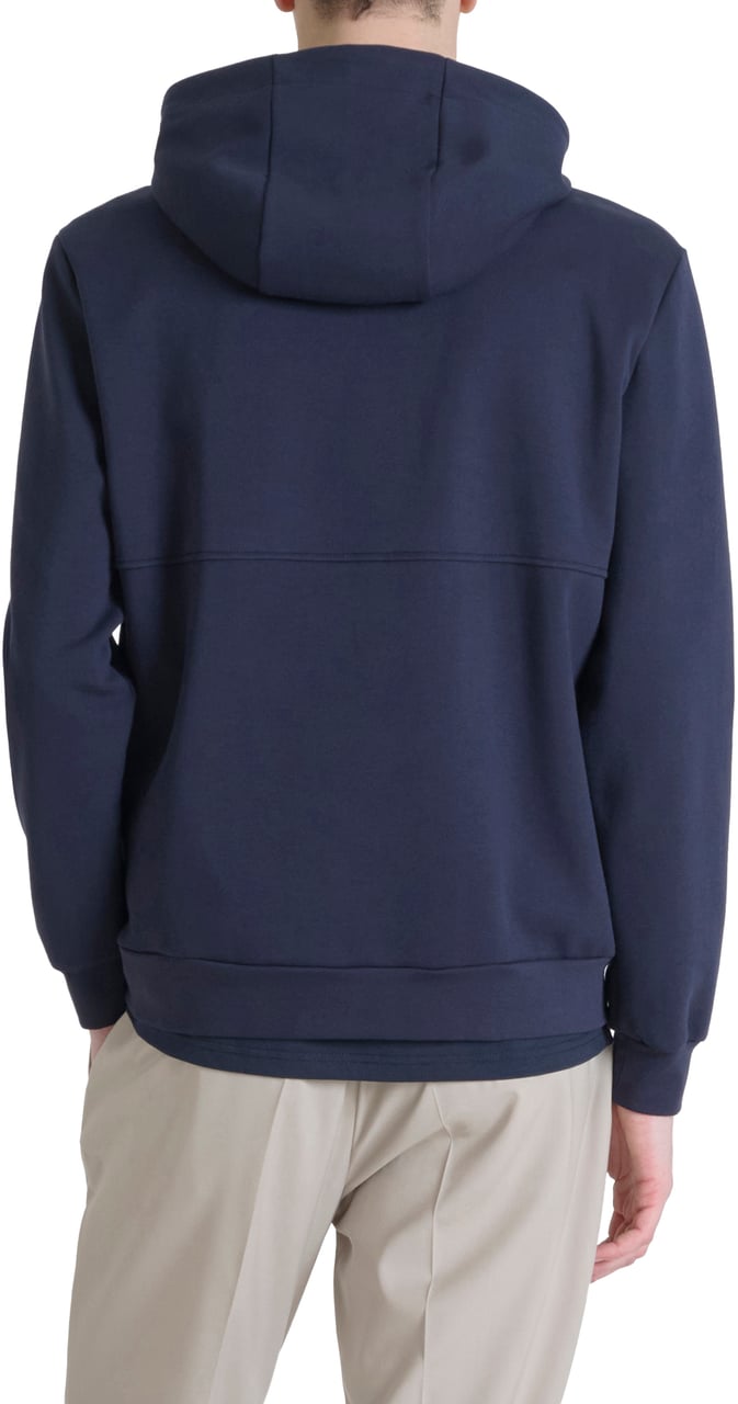 Antony Morato HOODIE RELAXED FIT IN INTERLOCK COTTON BLEND FABRIC WITH LOGO FOAM PRINT Blauw