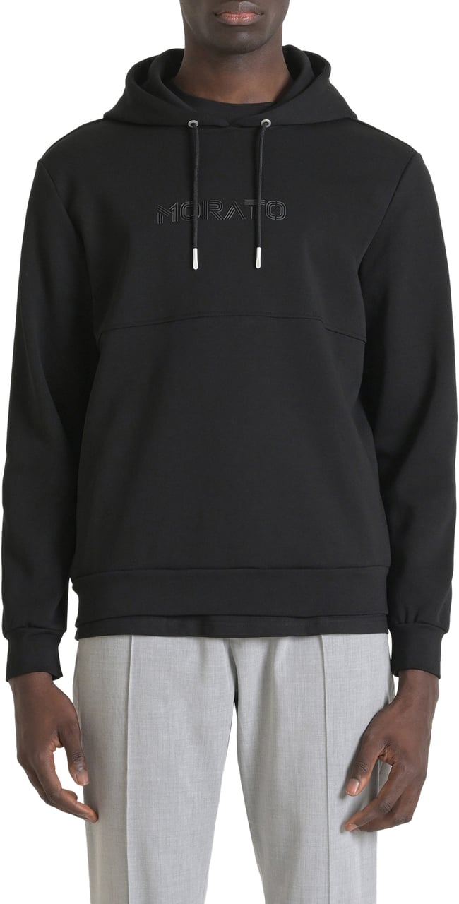 Antony Morato HOODIE RELAXED FIT IN INTERLOCK COTTON BLEND FABRIC WITH LOGO FOAM PRINT Zwart