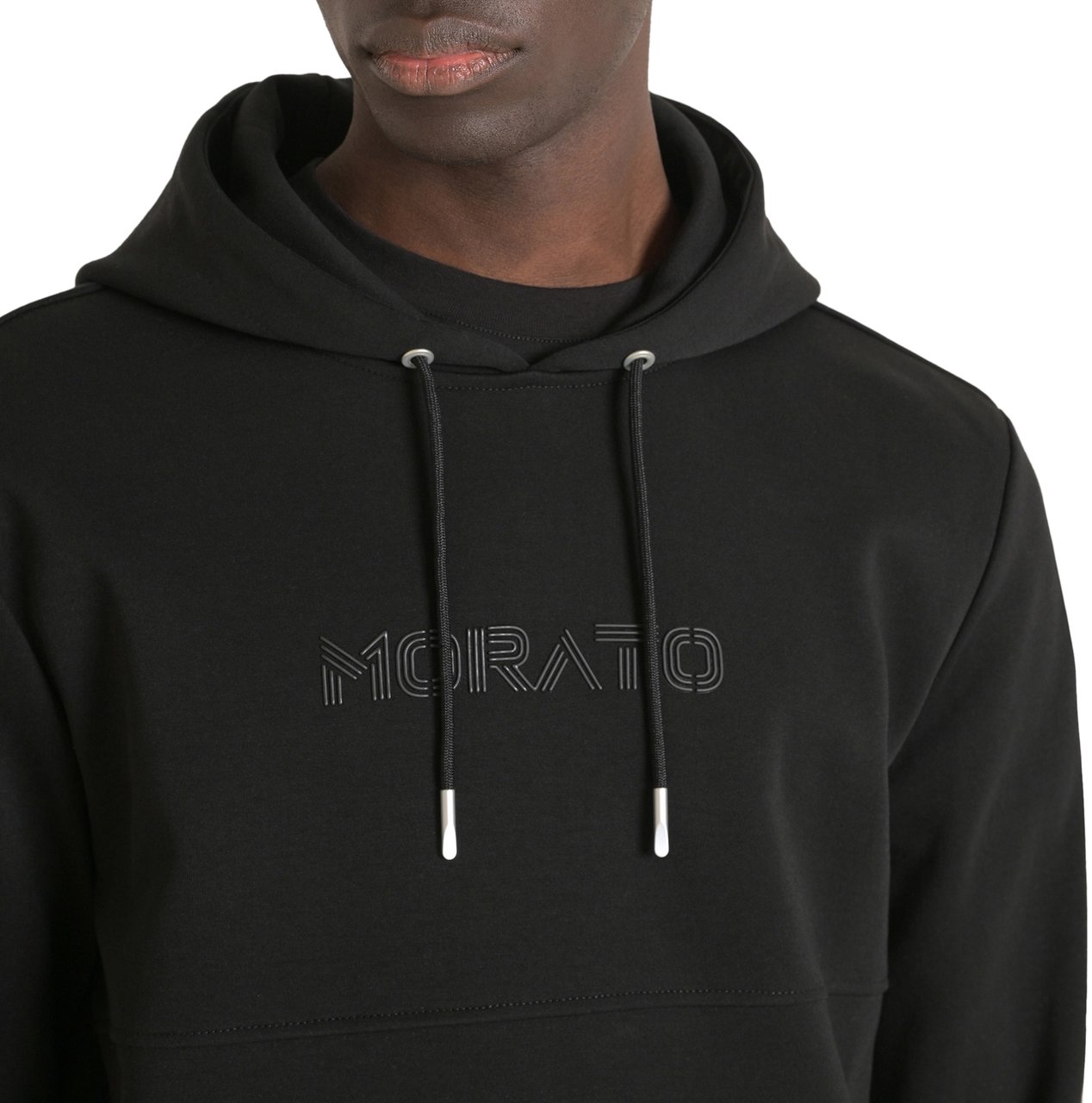 Antony Morato HOODIE RELAXED FIT IN INTERLOCK COTTON BLEND FABRIC WITH LOGO FOAM PRINT Zwart