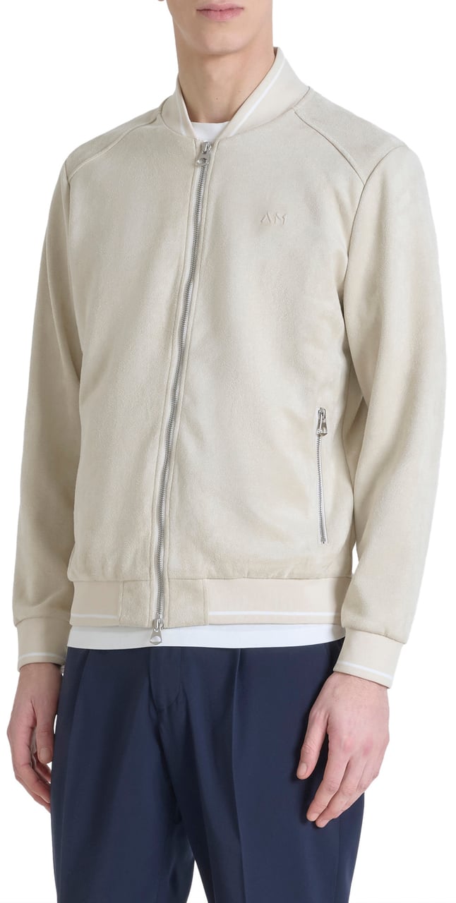 Antony Morato SWEATSHIRT REGULAR FIT IN FAKE SUEDE WITH EMBROIDERED LOGO Beige